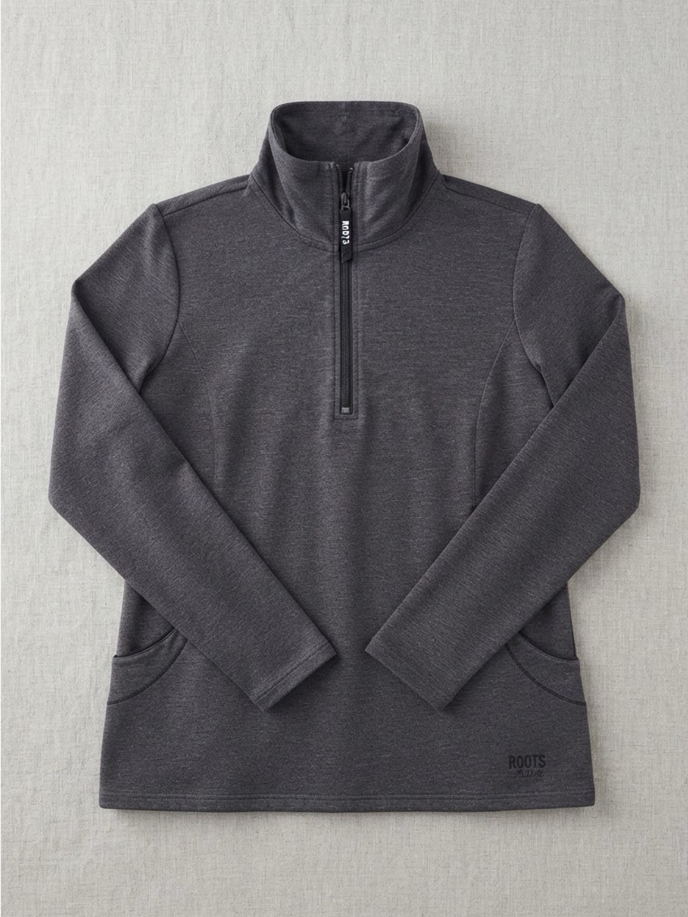 Roots Active Women's Dark Grey 1/4 Zip Performance Pullover Jacket - Size L